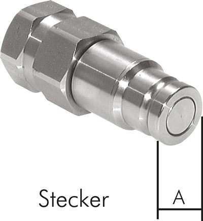 Exemplary representation: Flat-face coupling with stainless steel female thread, sleeve, plug, stainless steel