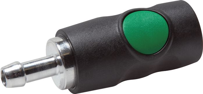 Exemplarische Darstellung: Sicherheits-Druckknopfkupplung mit Schlauchtülle, Kunststoff