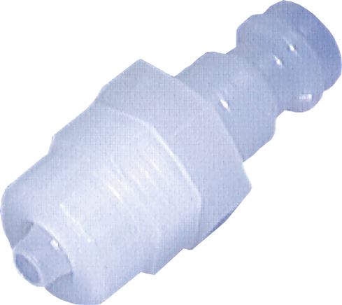 Exemplarische Darstellung: Kupplungsstecker mit Schlauchanschluss & Schottgewinde, PVDF