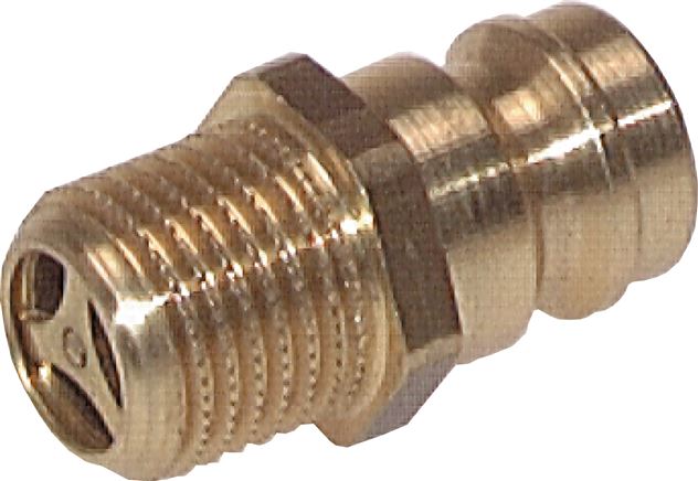 Exemplary representation: Coupling plug, straight male thread, with valve, brass