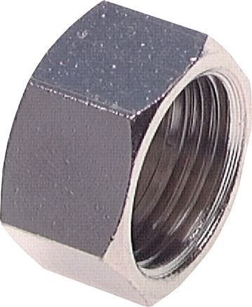 Exemplary representation: Sealing cap with female thread, nickel-plated brass